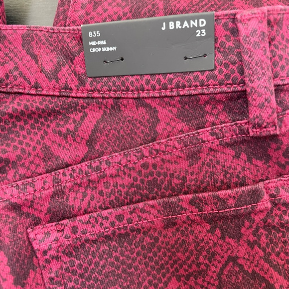 NEW J Brand Womens Mid-Rise Crop Skinny Jeans Snake Boa Oxblood Red Stretch 23 - Picture 9 of 10